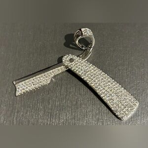 Sterling Silver “Straight Razor” Pendant Necklace